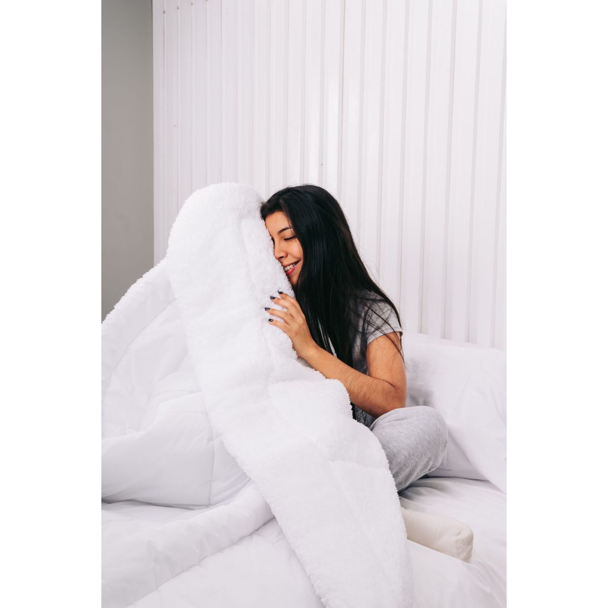 COBITEX HOME - Edredón 2 plazas blanco 600H con reversible de corderito cobitex 100% algodón