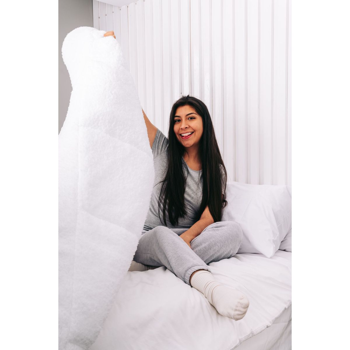 COBITEX HOME - Edredón 1.5 plazas blanco 500H con reversible de corderito cobitex 100% algodón