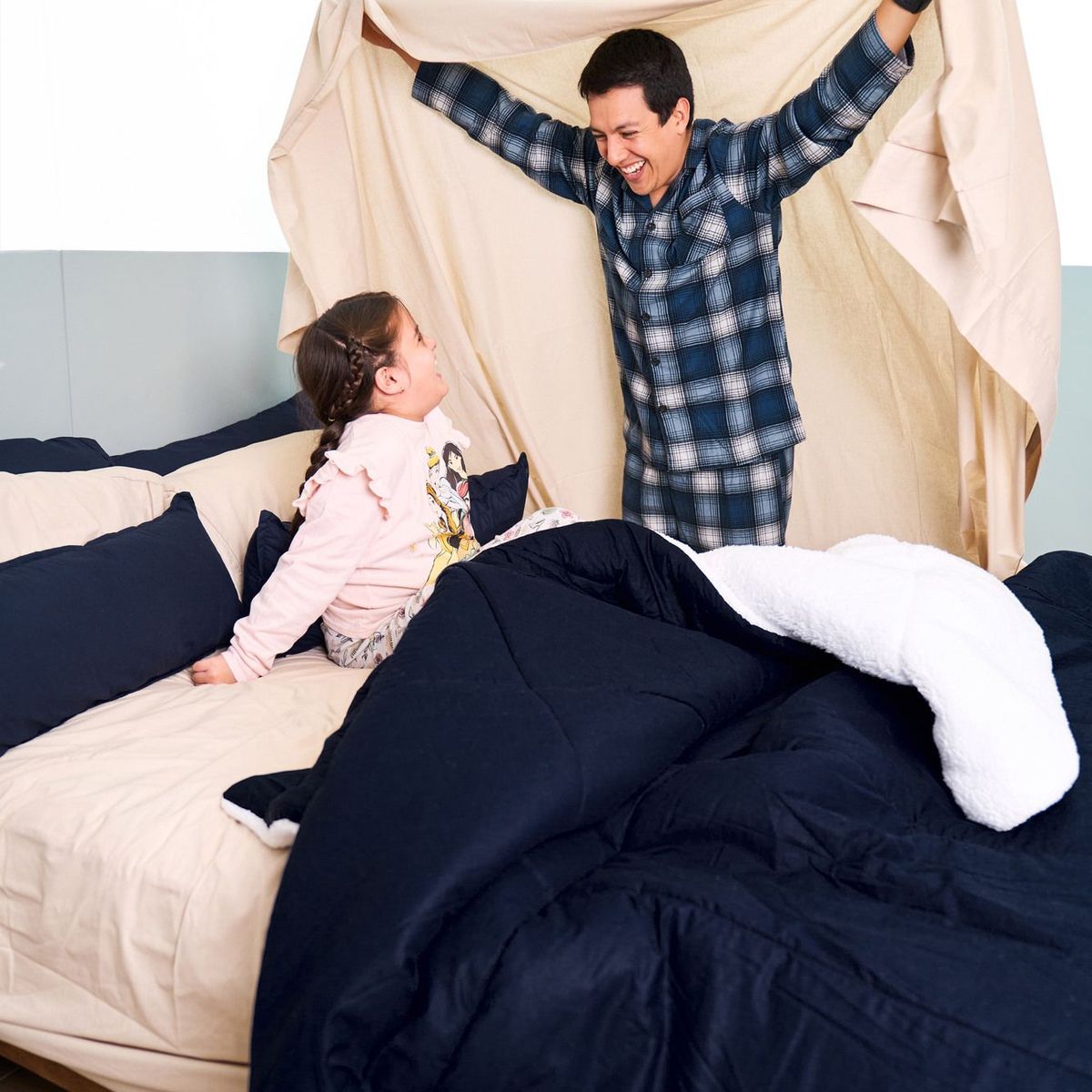 COBITEX HOME - Edredón 2 plazas azul marino con reversible de corderito cobitex 100% algodón.