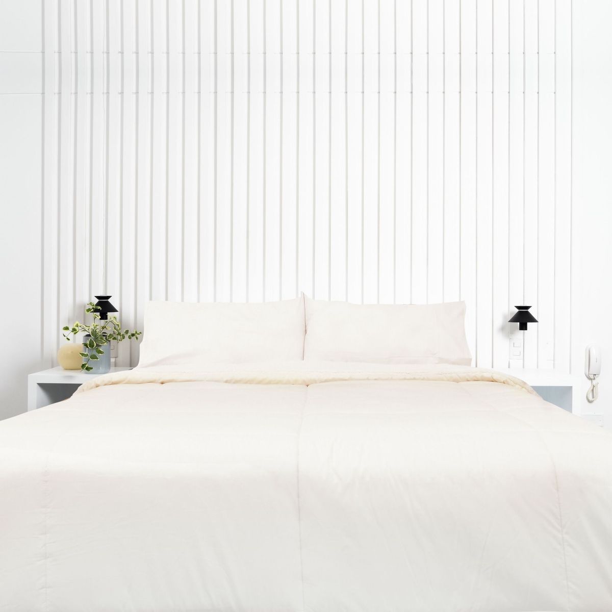 COBITEX HOME - Edredón 2 plazas perla con reversible de corderito cobitex 100% algodón.