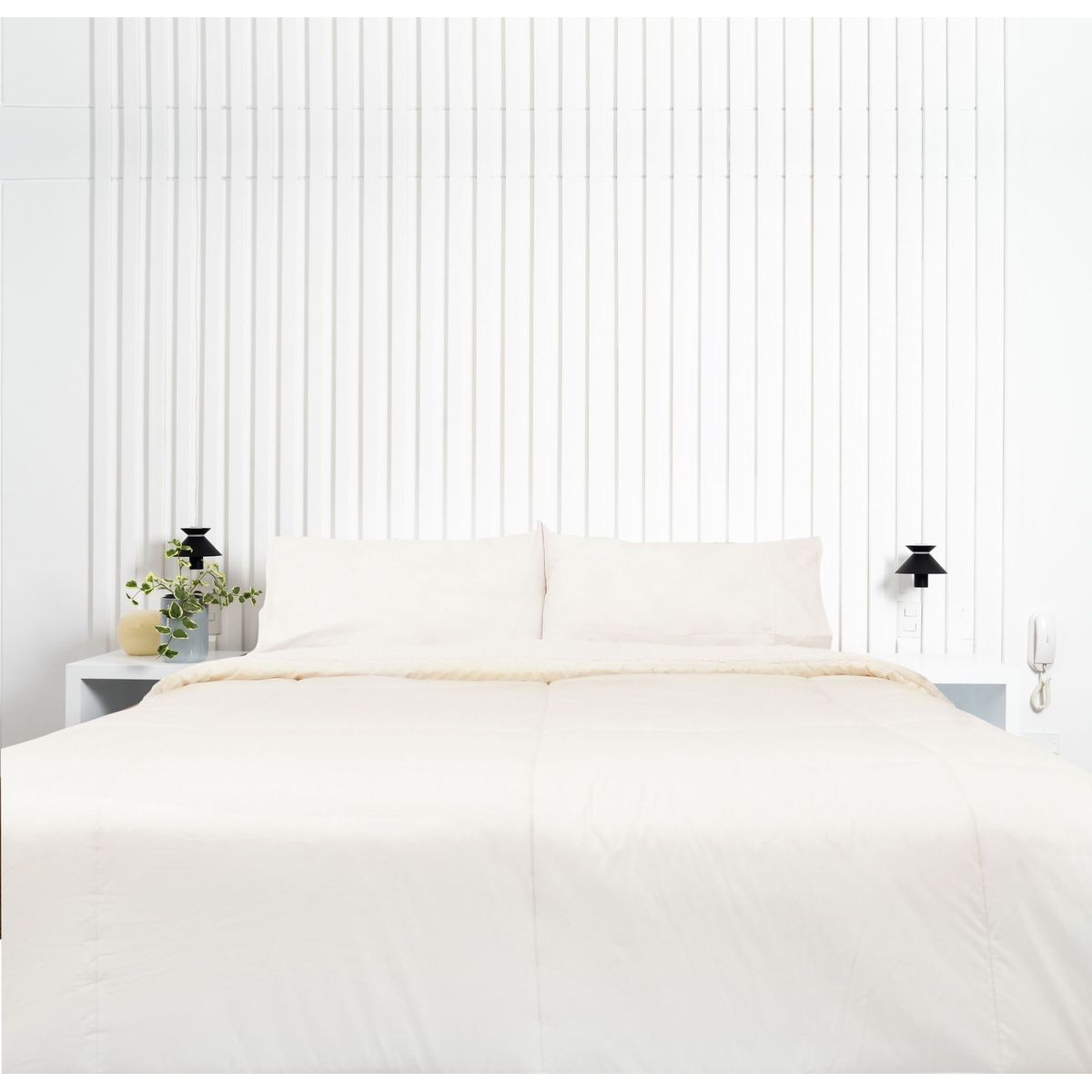 COBITEX HOME - Edredón 2 plazas perla con reversible de corderito cobitex 100% algodón.