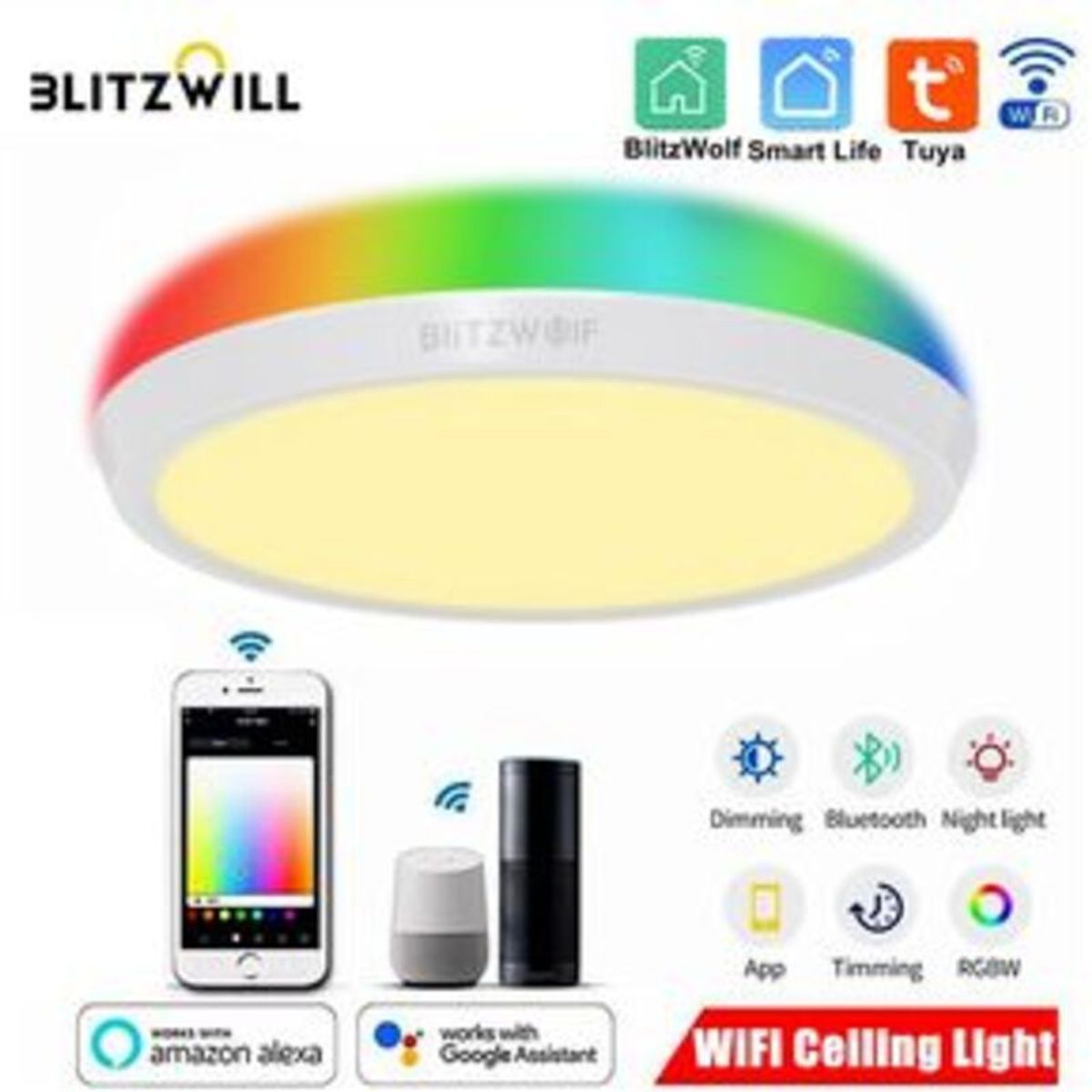 GENERICO - Lámpara de techo inteligente BlitzWLII BW-CLT1