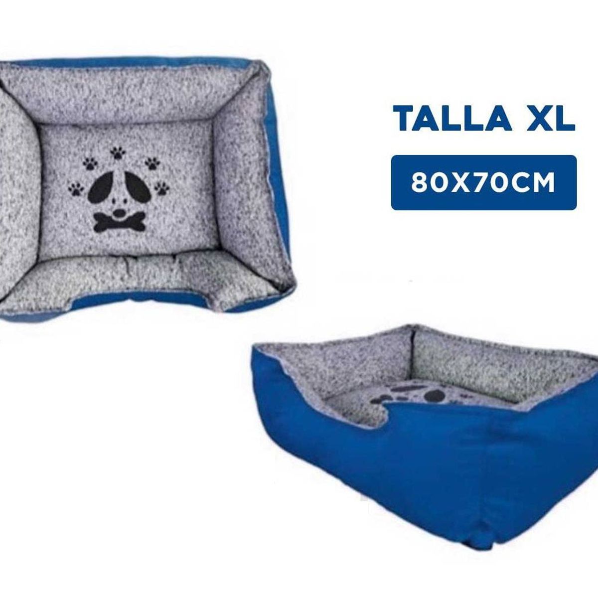 GENERICO - Cama Rectangular Perro Azul Talla XL