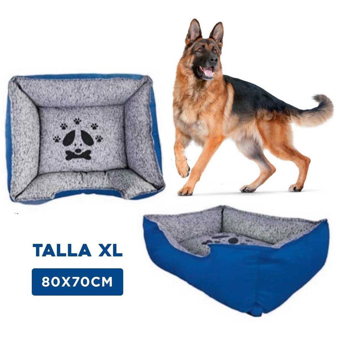 GENERICO - Cama de Invierno para Perro Azul Talla XL