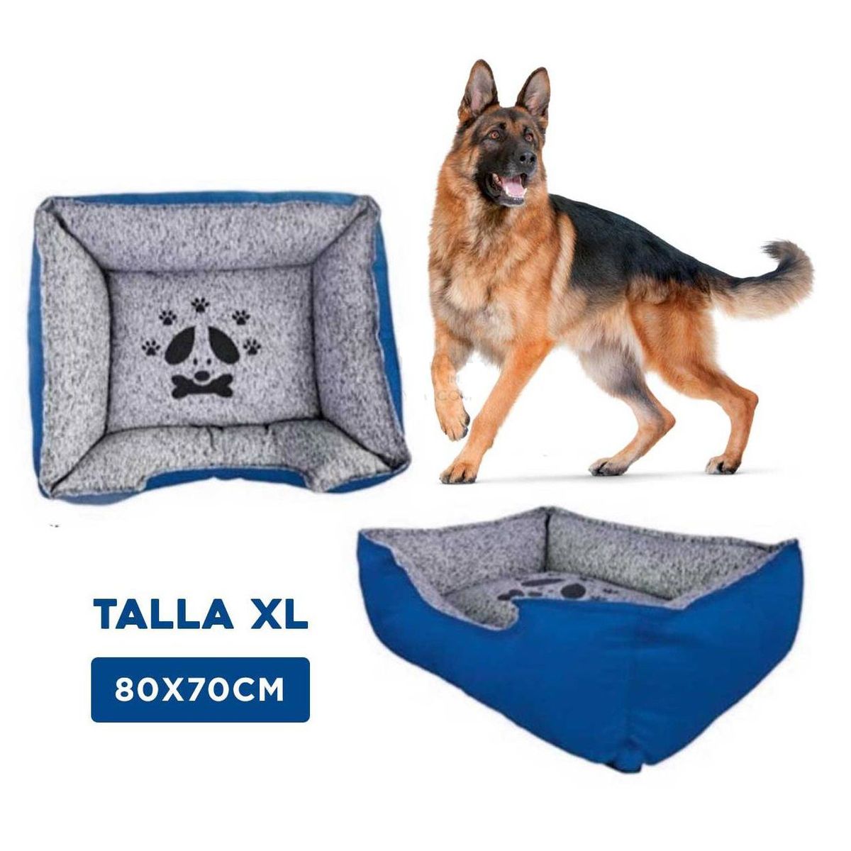 GENERICO - Cama de Invierno para Perro Azul Talla XL