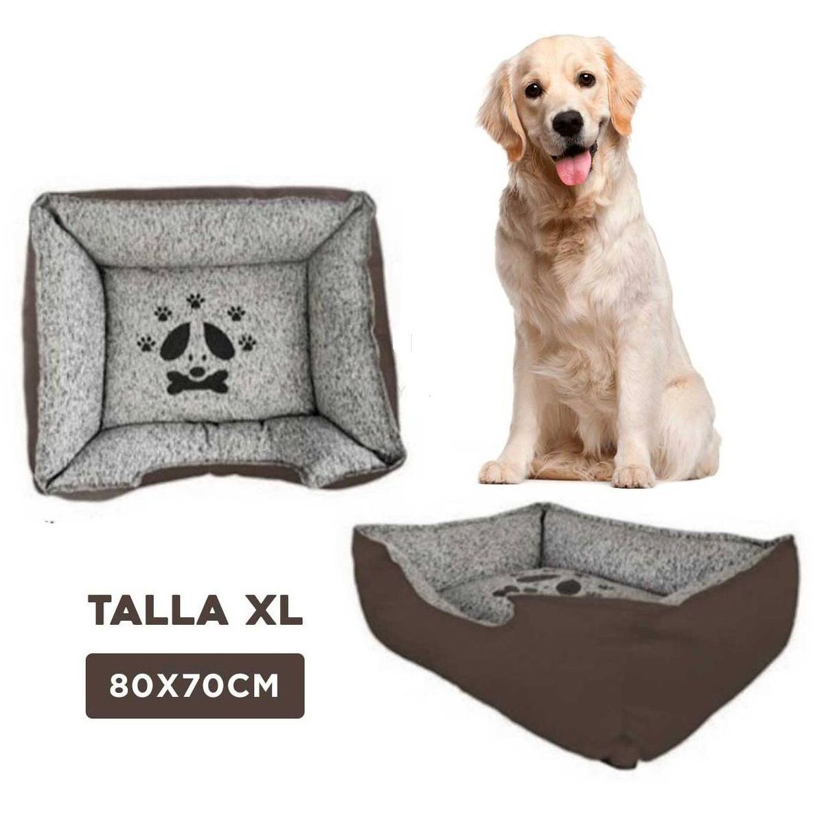 GENERICO - Colchoneta Rectangular para Perro Marron Talla XL