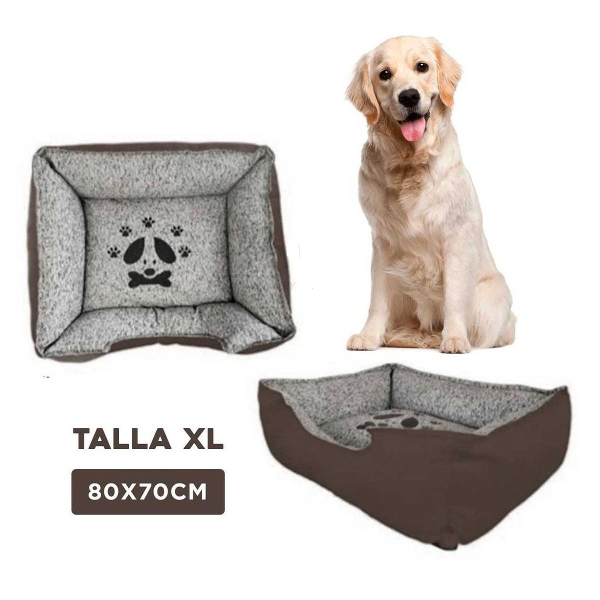 GENERICO - Colchoneta Rectangular para Perro Marron Talla XL