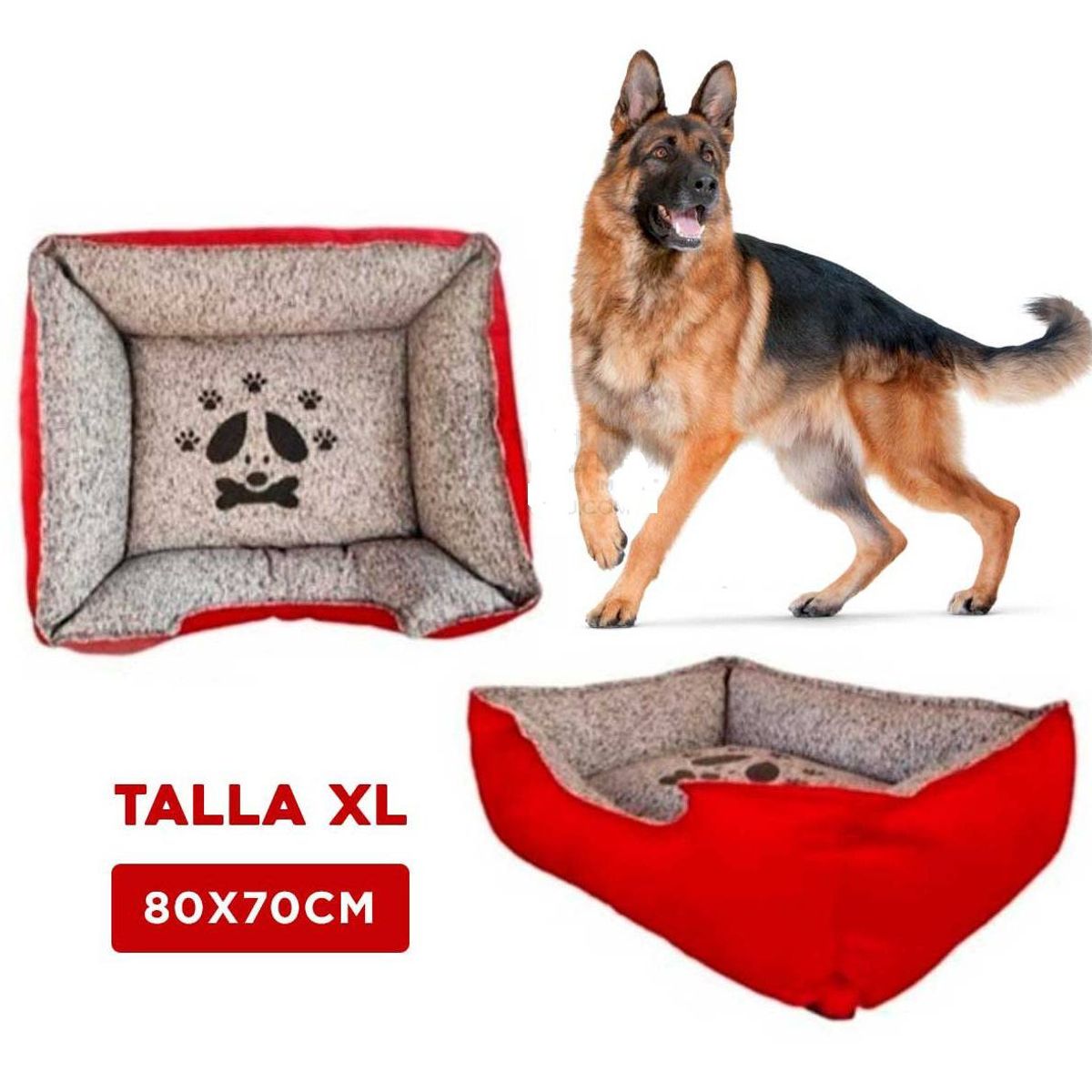 GENERICO - Cama de Invierno para Perro Rojo Talla XL