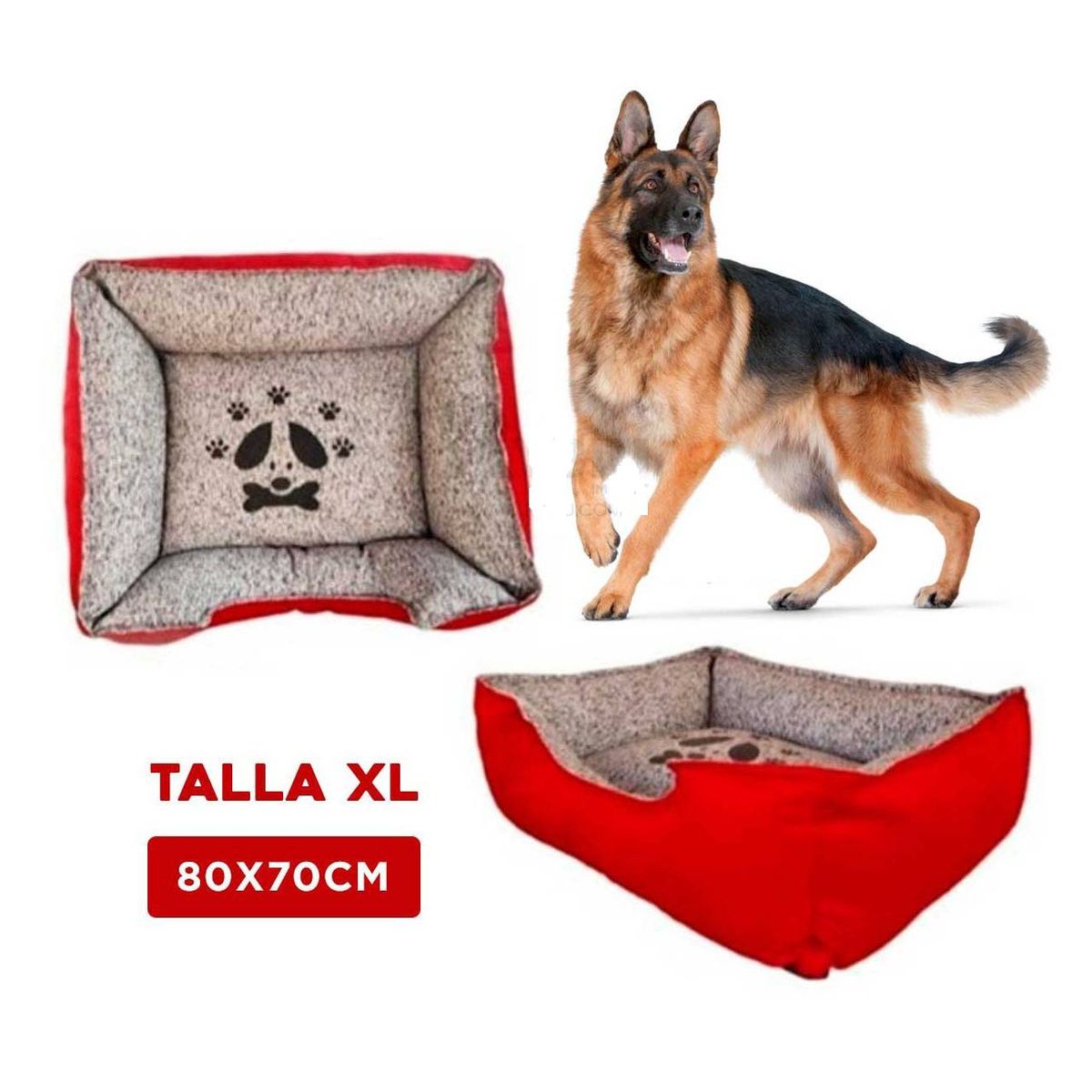 GENERICO - Cama de Invierno para Perro Rojo Talla XL
