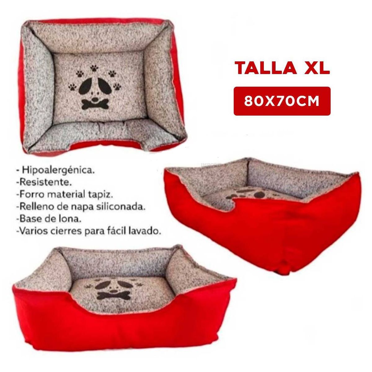GENERICO - Cama de Invierno para Perro Rojo Talla XL