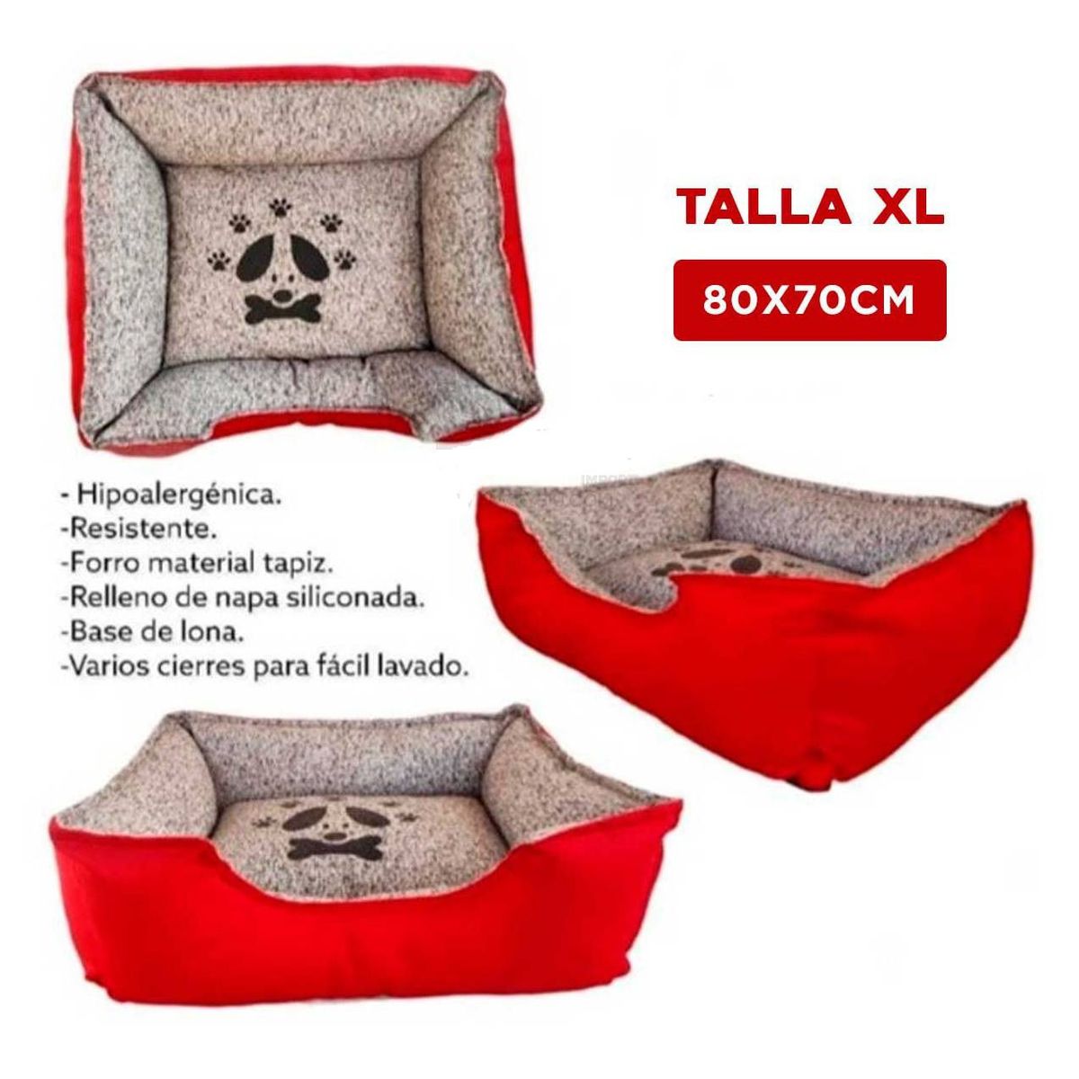 GENERICO - Colchoneta Premium Pet de Color Rojo Talla XL