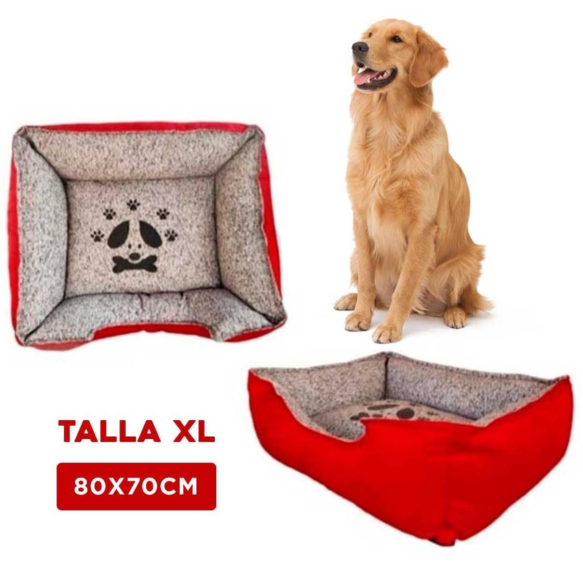 GENERICO - Cama de Invierno Pet Rojo Talla XL