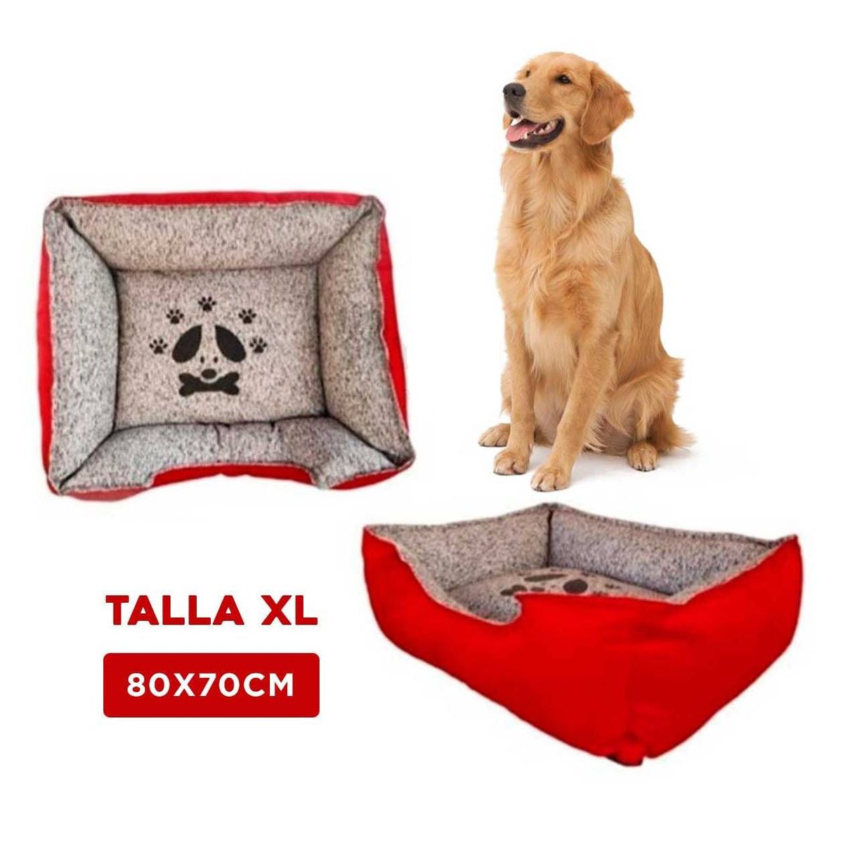 GENERICO - Cama de Invierno Pet Rojo Talla XL