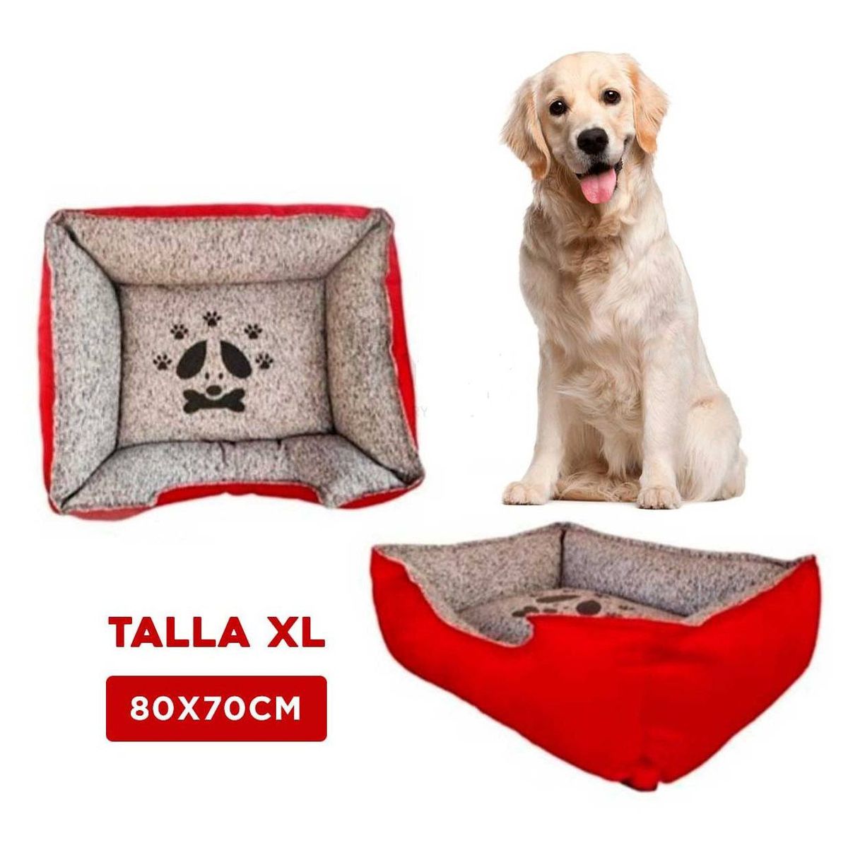 GENERICO - Cama de Invierno Pet Rojo Talla XL