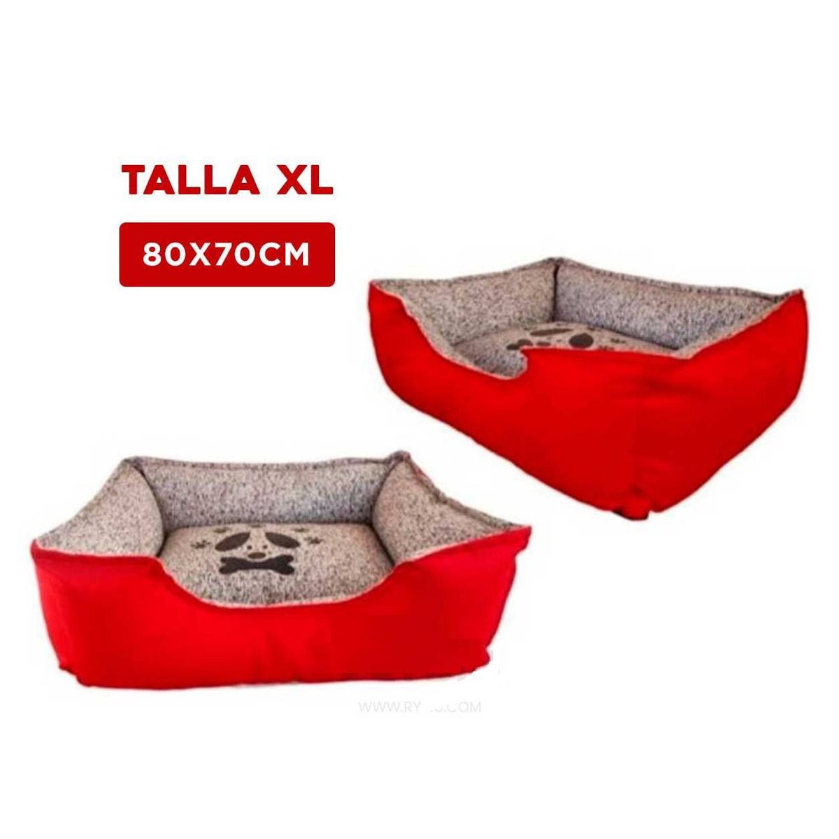 GENERICO - Cama para Perro Rectangular Rojo Talla XL