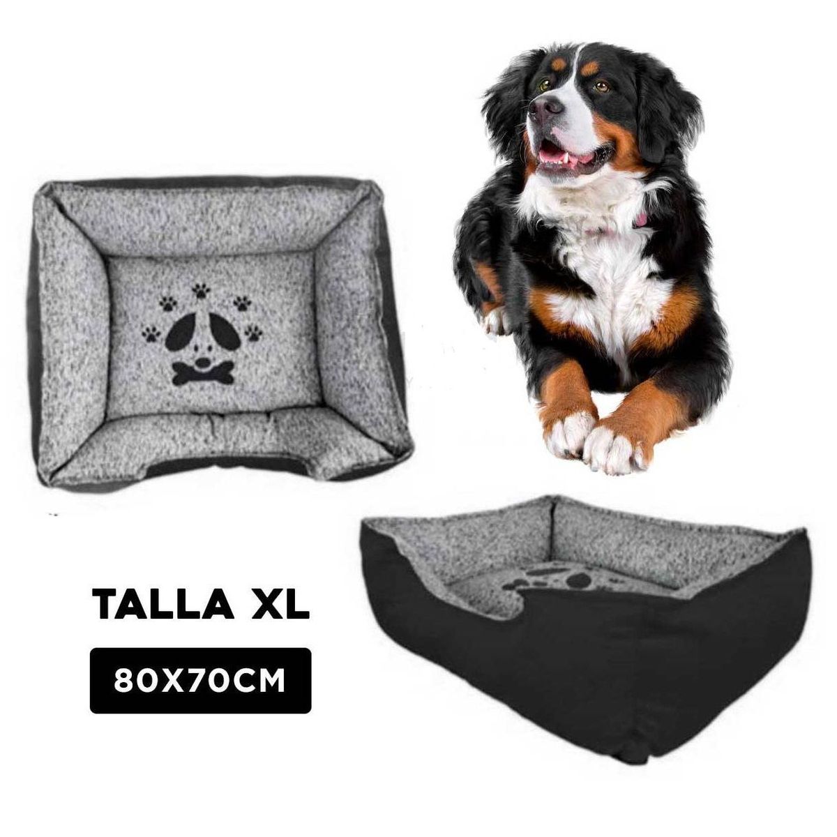 GENERICO - Cama Básica de Invierno Mascota Negro Talla XL
