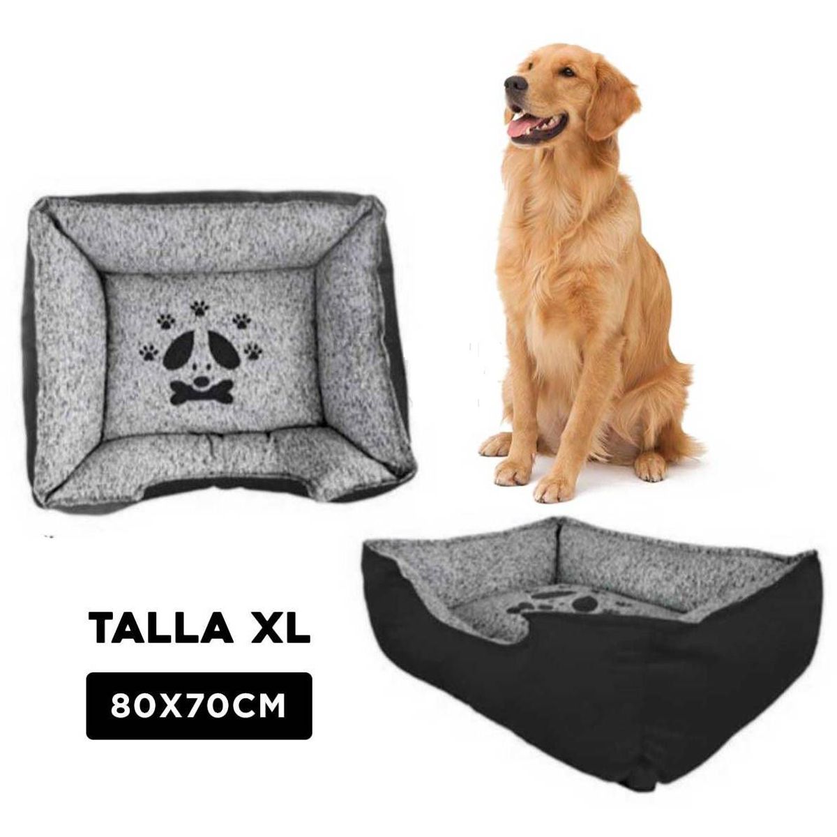 GENERICO - Cama Básica de Invierno Mascota Negro Talla XL