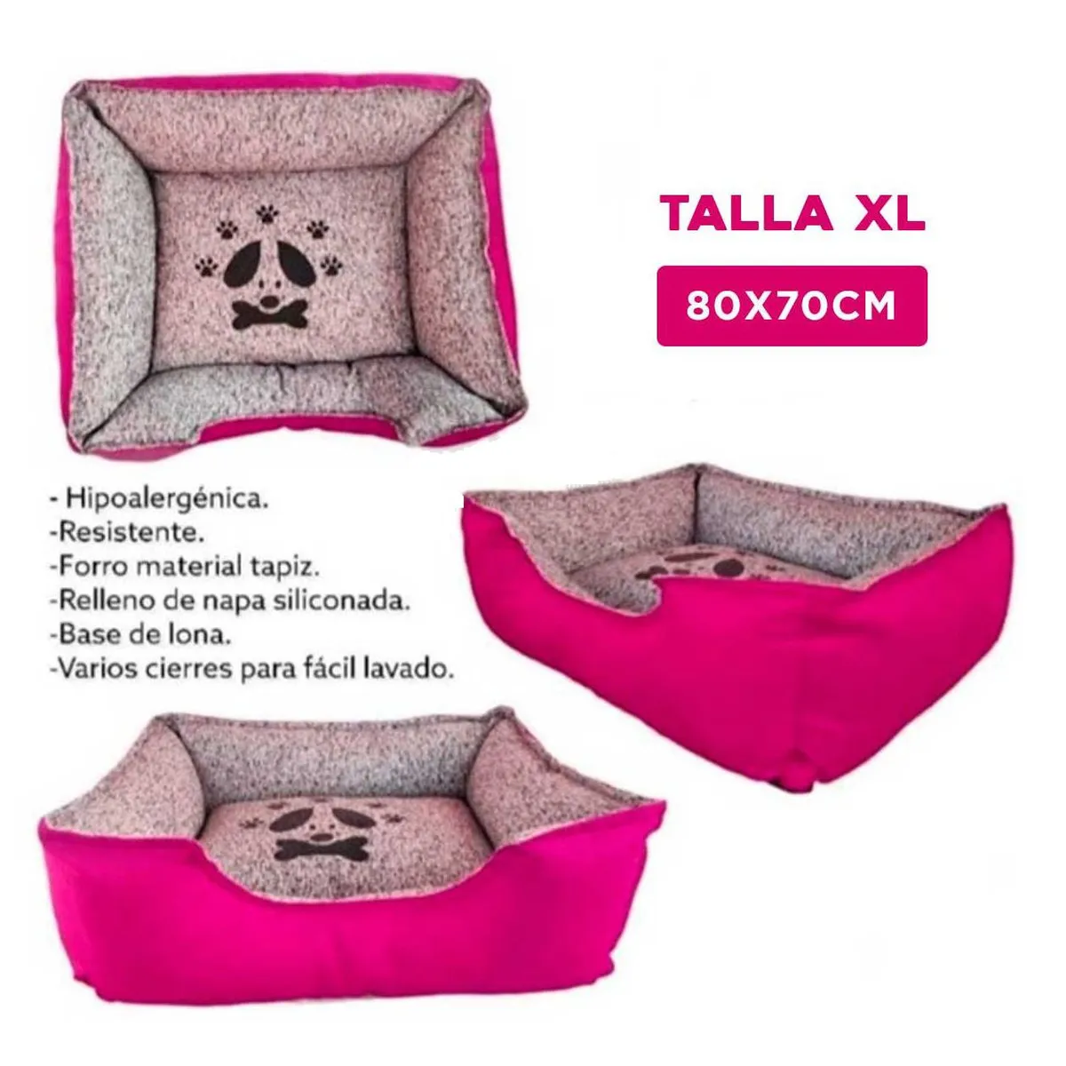 GENERICO - Colchoneta Premium Pet de Color Fucsia Talla XL