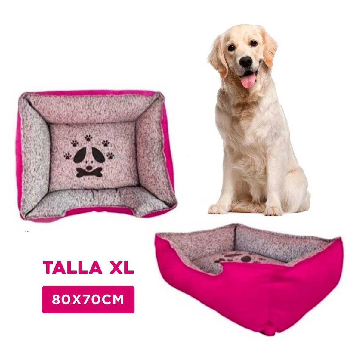 GENERICO - Colchoneta Rectangular para Perro Fucsia Talla XL