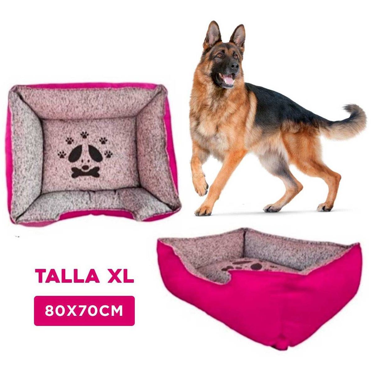 GENERICO - Cama de Invierno para Perro Fucsia Talla XL