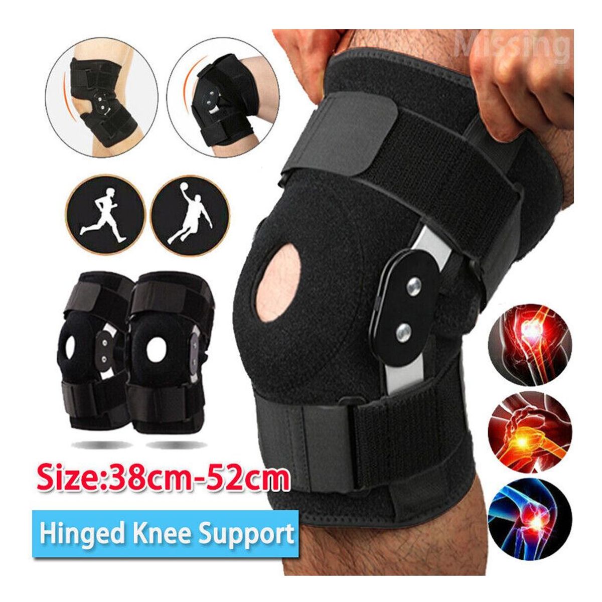 HOLGU - Rodillera con bisagras manga de compresión doble ajuste