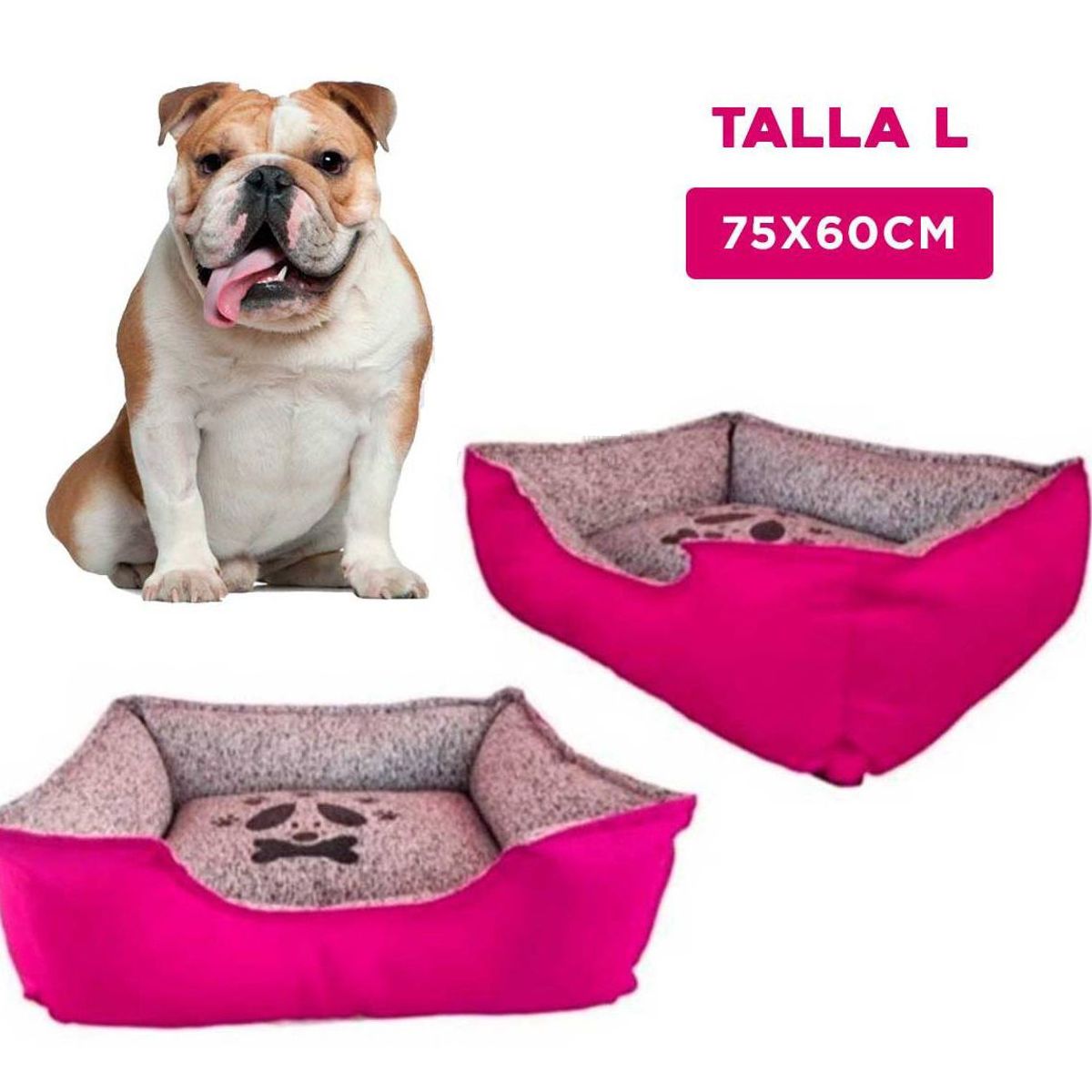 GENERICO - Colchoneta Rectangular Perro Fucsia Talla L