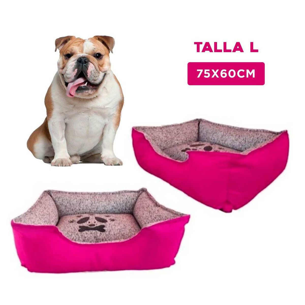 GENERICO - Colchoneta Rectangular Perro Fucsia Talla L