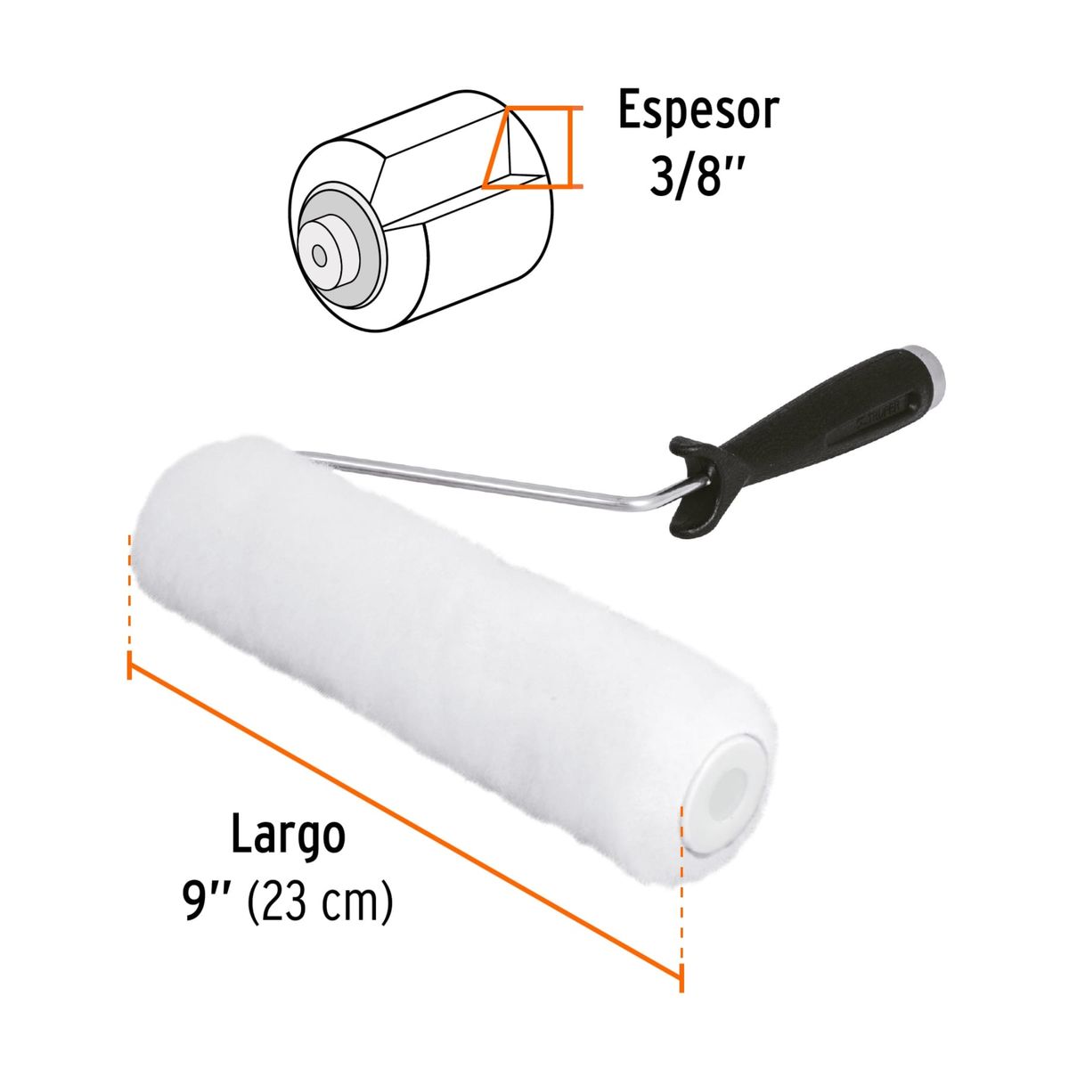 TRUPER - Rodillo para pintar, 9 " x 3 /8 " superficies lisas, Truper