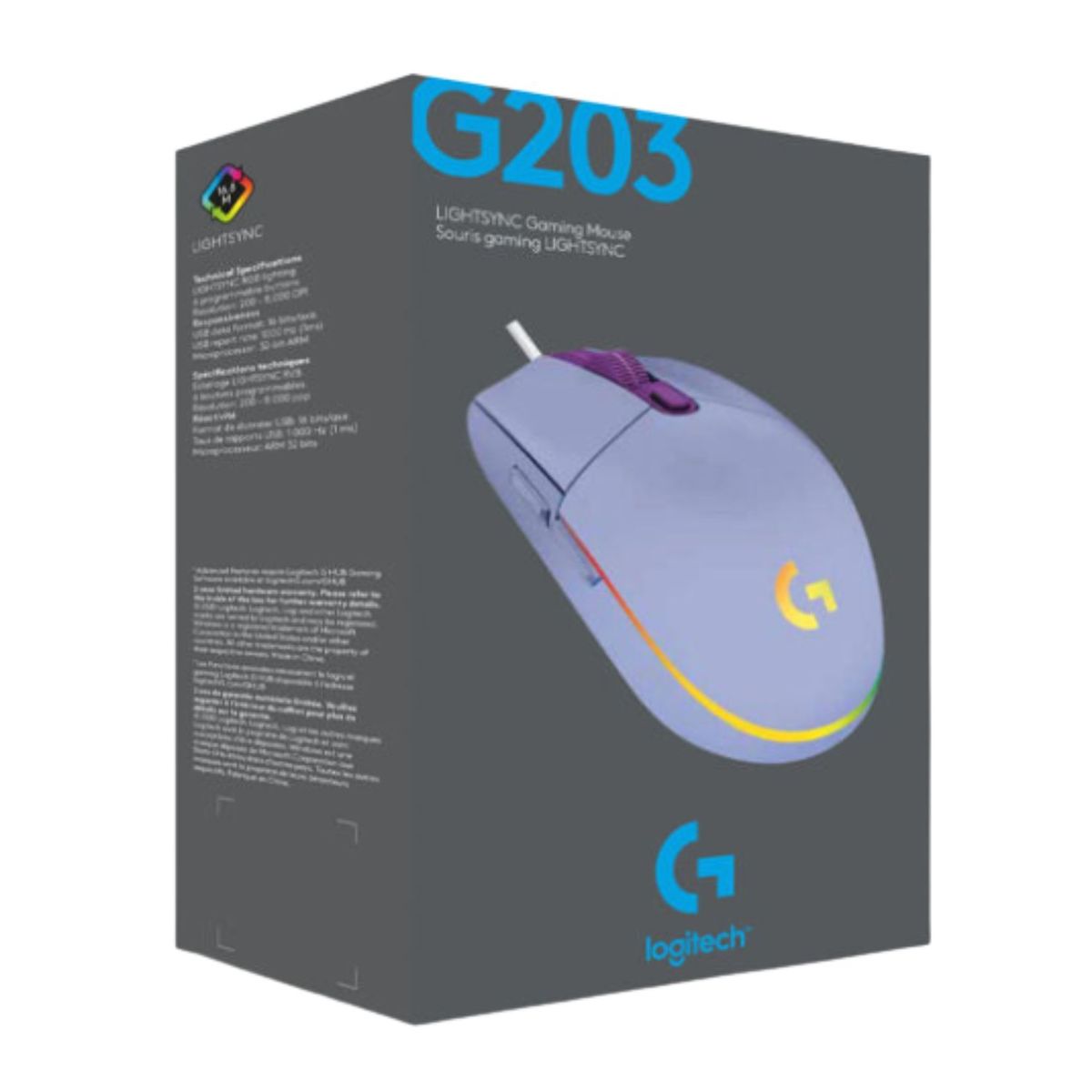 LOGITECH - Logitech G203 Mouse Lightsync Optical Rgb Lila
