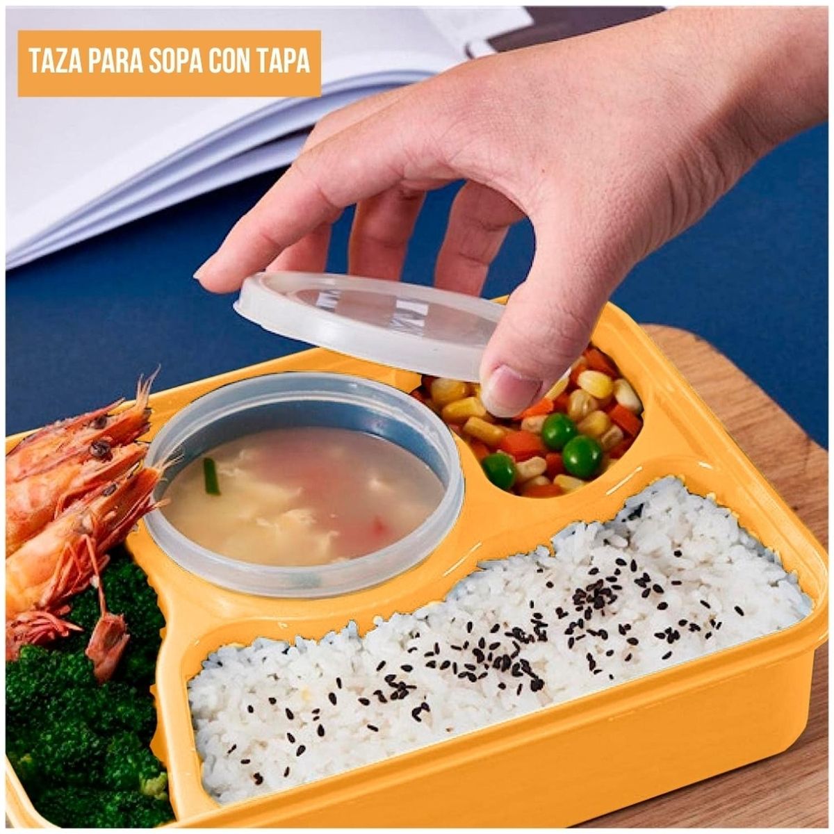 MINARI - Lonchera Táper de Comida Alimentos 4 Divisiones + Cubierto AM 70V