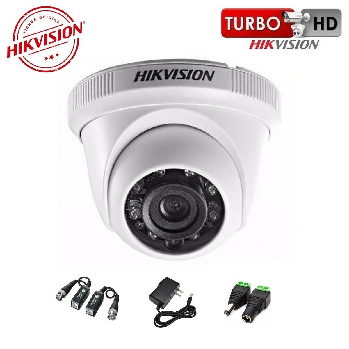 HIKVISION - Cámara Domo Interior HD IR 20m Hikvision con Accesorios