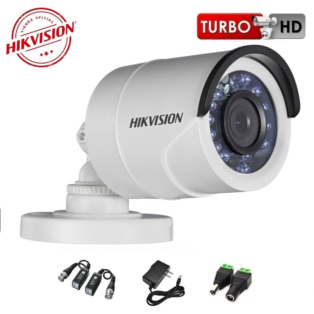 HIKVISION - Cámara Tubo Exterior HD IR 20m Hikvision con accesorios