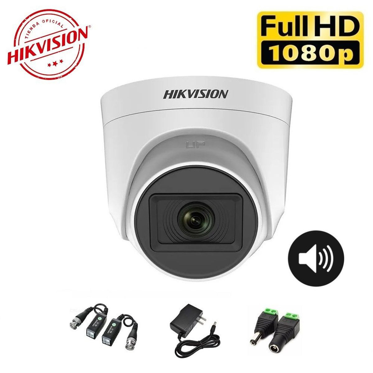 HIKVISION - Cámara Domo FULLHD AUDIO IR 20m Hikvision con Accesorios