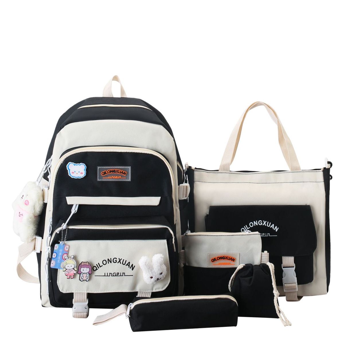 GENERICO - kits de 5 Piezas - Mochila coreana Kawaii con accesorios y llavero