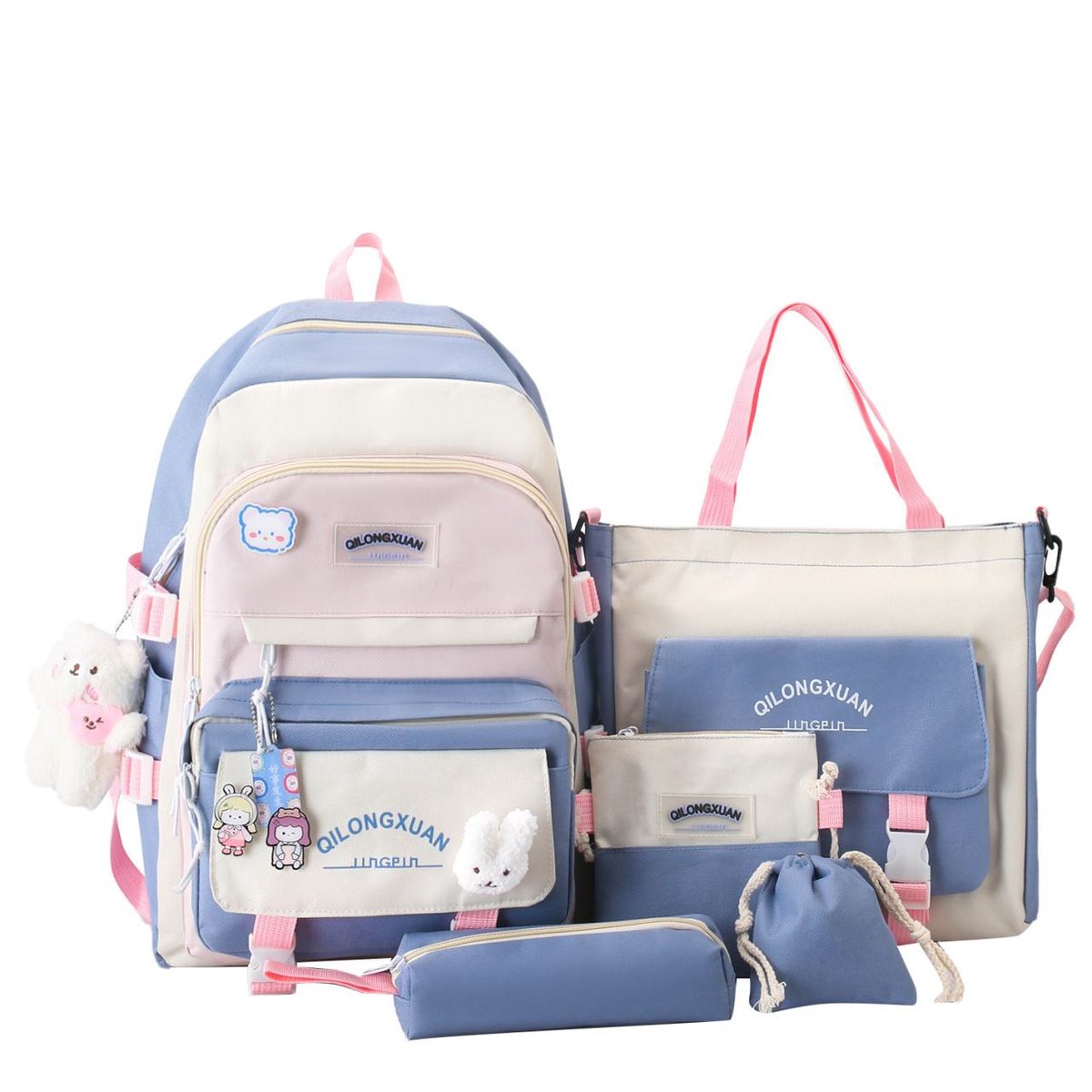 GENERICO - Kits de 5 Piezas de mochilas kawaii escolares bolsos coreanos