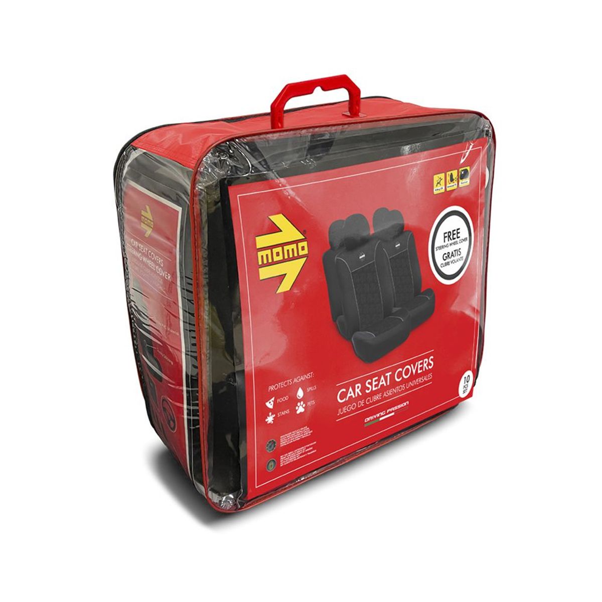 MOMO - Kit Cubre Asientos Tela 10 piezas + Cubrevolante