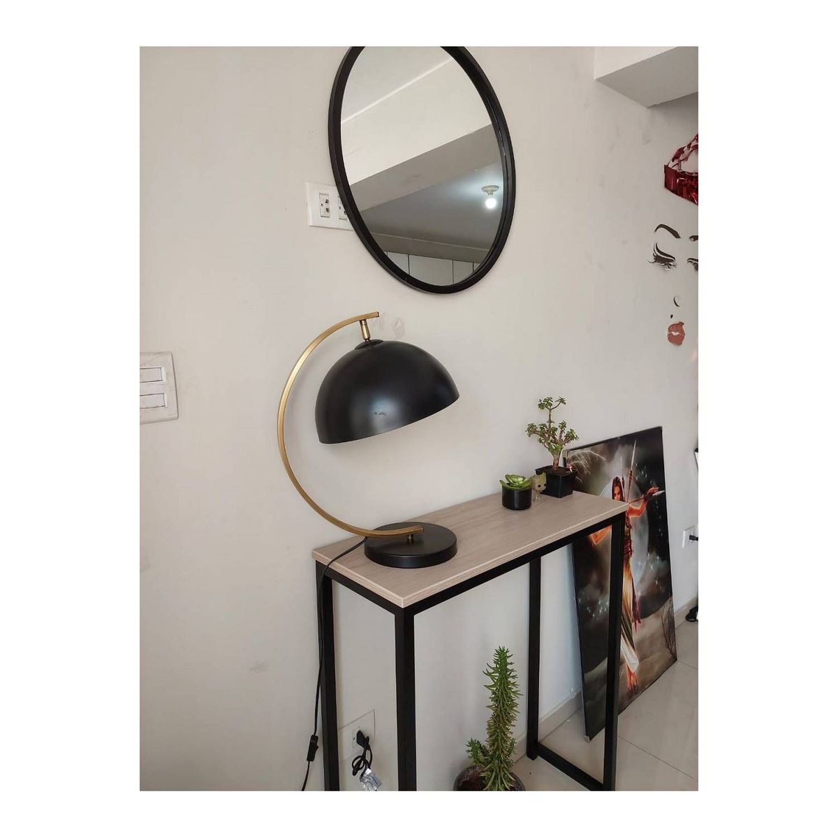 GENERICO - Pack (Recibidor beige y espejo decorativo 60 cm)