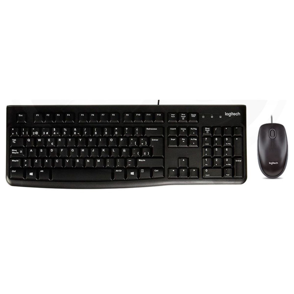 LOGITECH - Logitech MK120 Combo Kit Teclado y Mouse Alámbrico USB - Negro