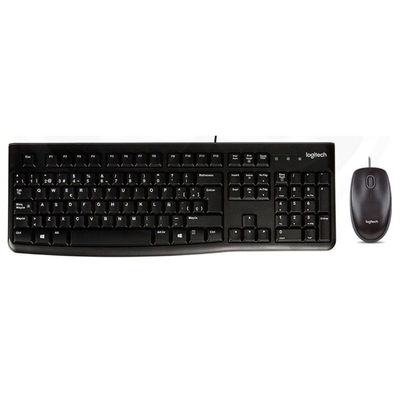 LOGITECH - Logitech MK120 Combo Kit Teclado y Mouse Alámbrico USB - Negro