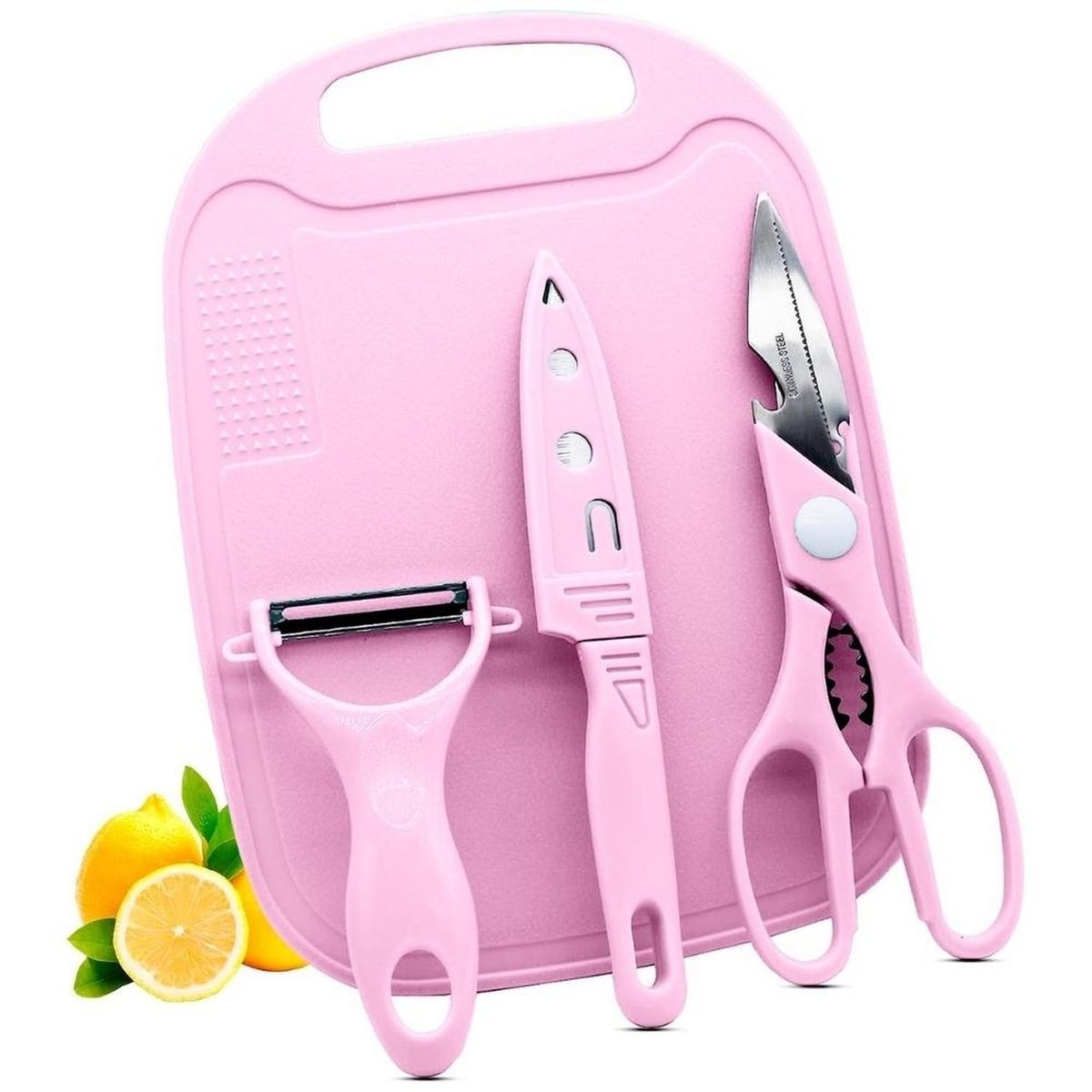 MINARI - Set Tabla de Picar Y Cuchillo Y Pelador Y Tijera para Cocina RS C51