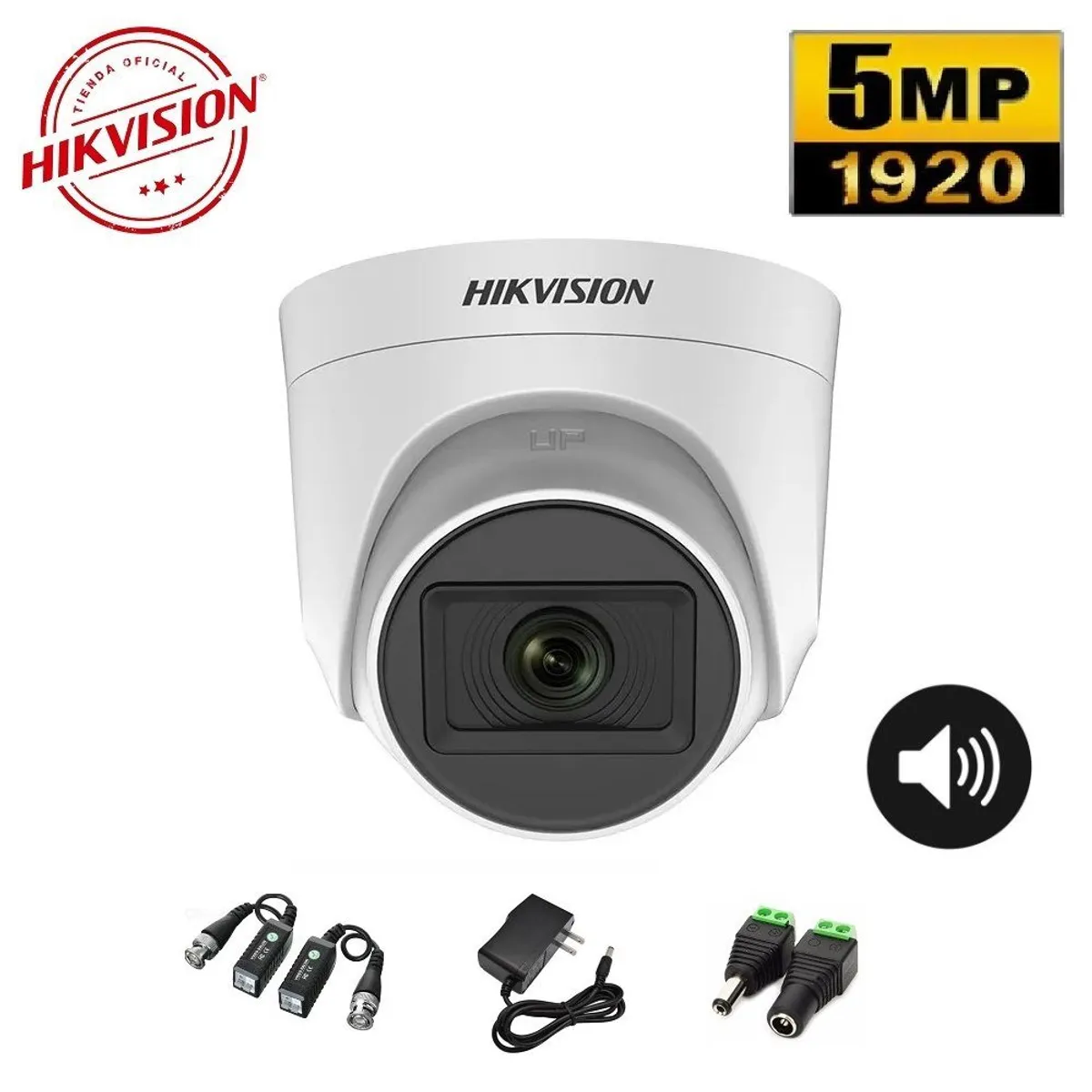 HIKVISION - Cámara Domo 5Mpx AUDIO IR 20m Hikvision con accesorios