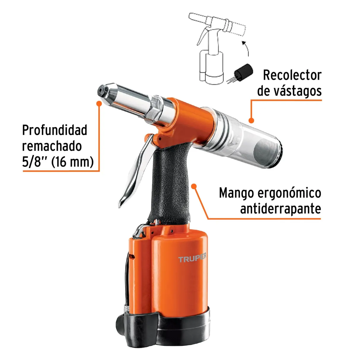 TRUPER - Remachadora neumática, profesional 3/16"  Truper