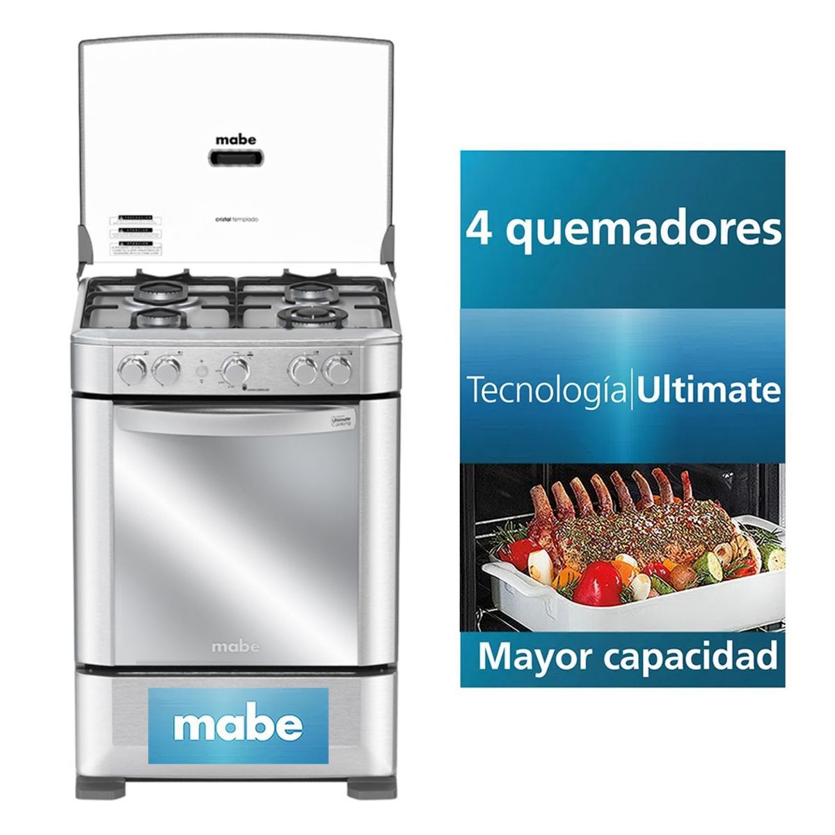 MABE - Cocina de piso a Gas 60 cm Inox Mabe CMP6040FX0
