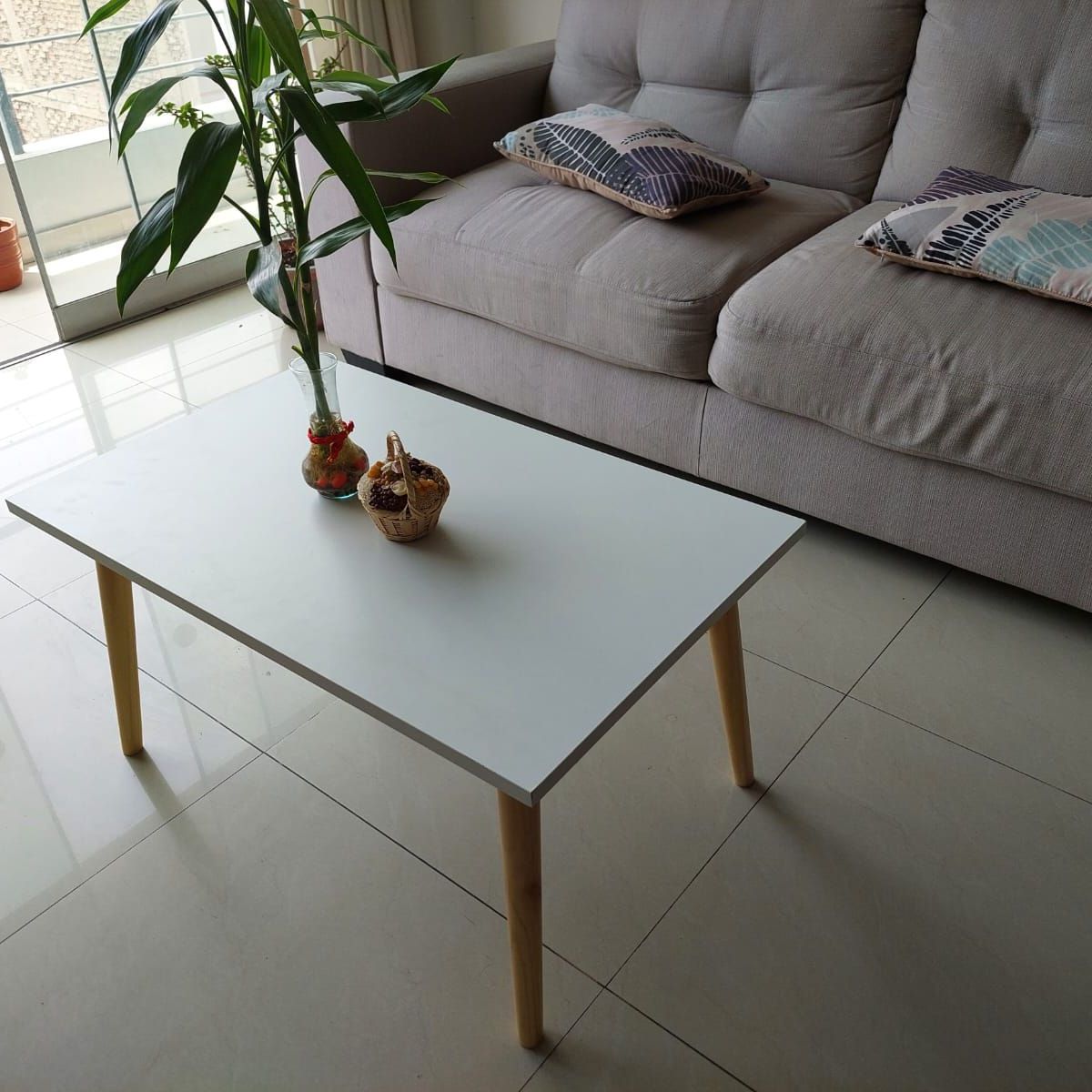 GENERICO - Mesa de centro rectangular blanca