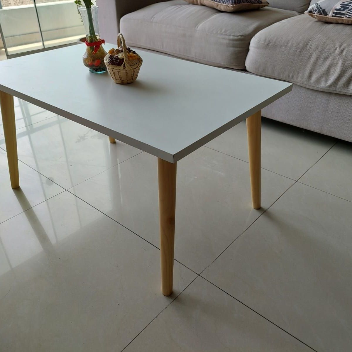 GENERICO - Mesa de centro rectangular blanca