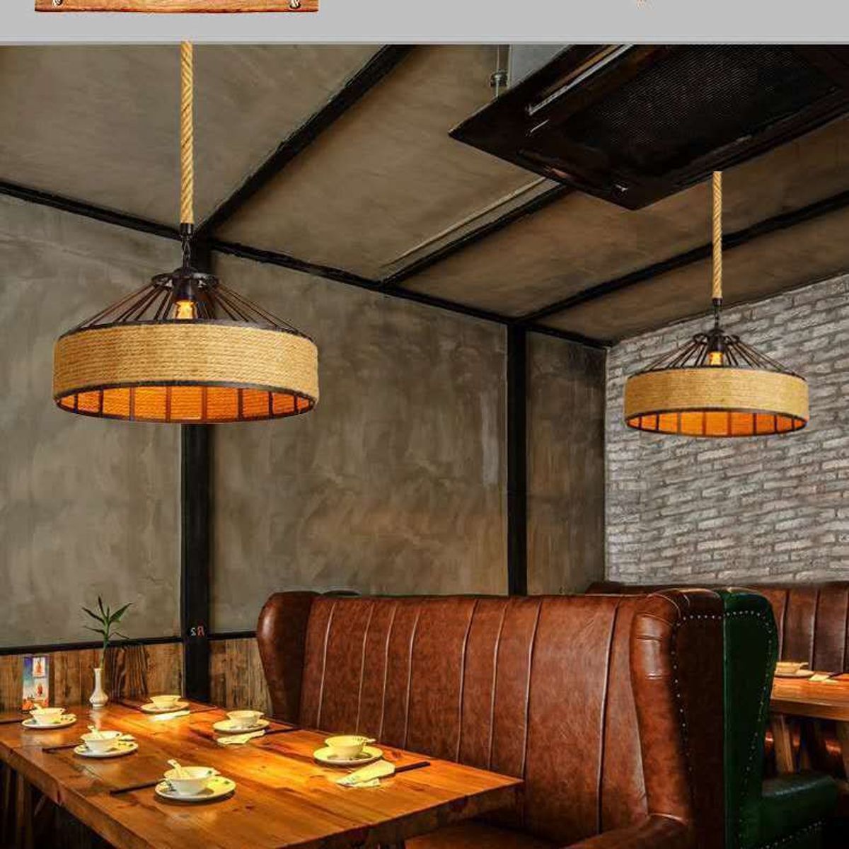 GENERICO - Lámpara colgante de cuerda de Sisal Retro antiguo e Industrial