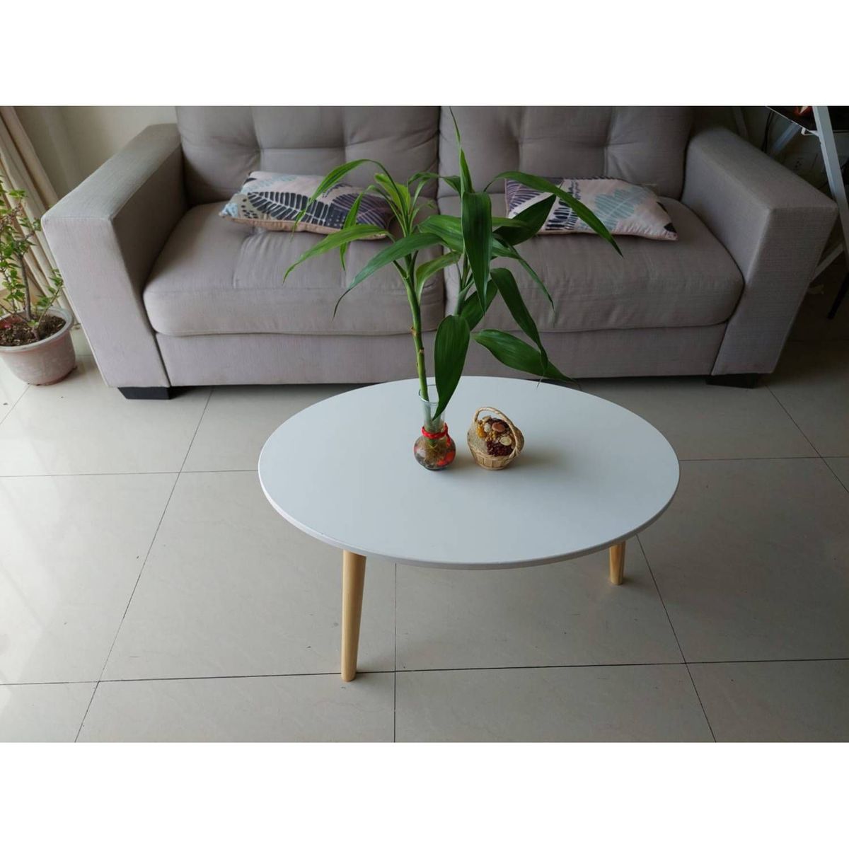 GENERICO - Mesa de centro ovalada blanca