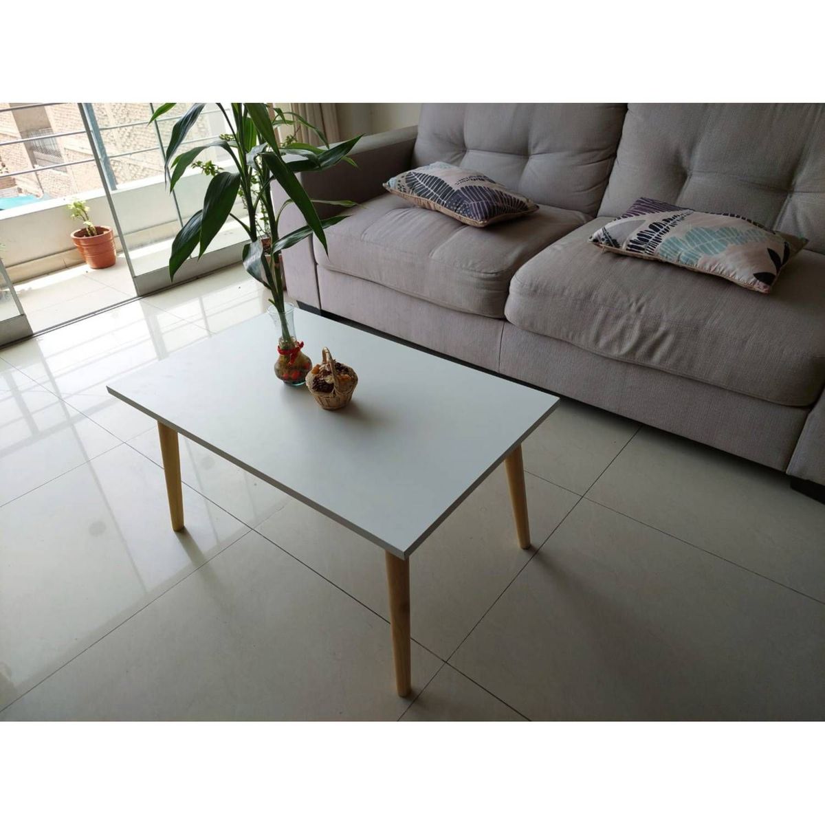 GENERICO - Mesa de centro rectangular blanca