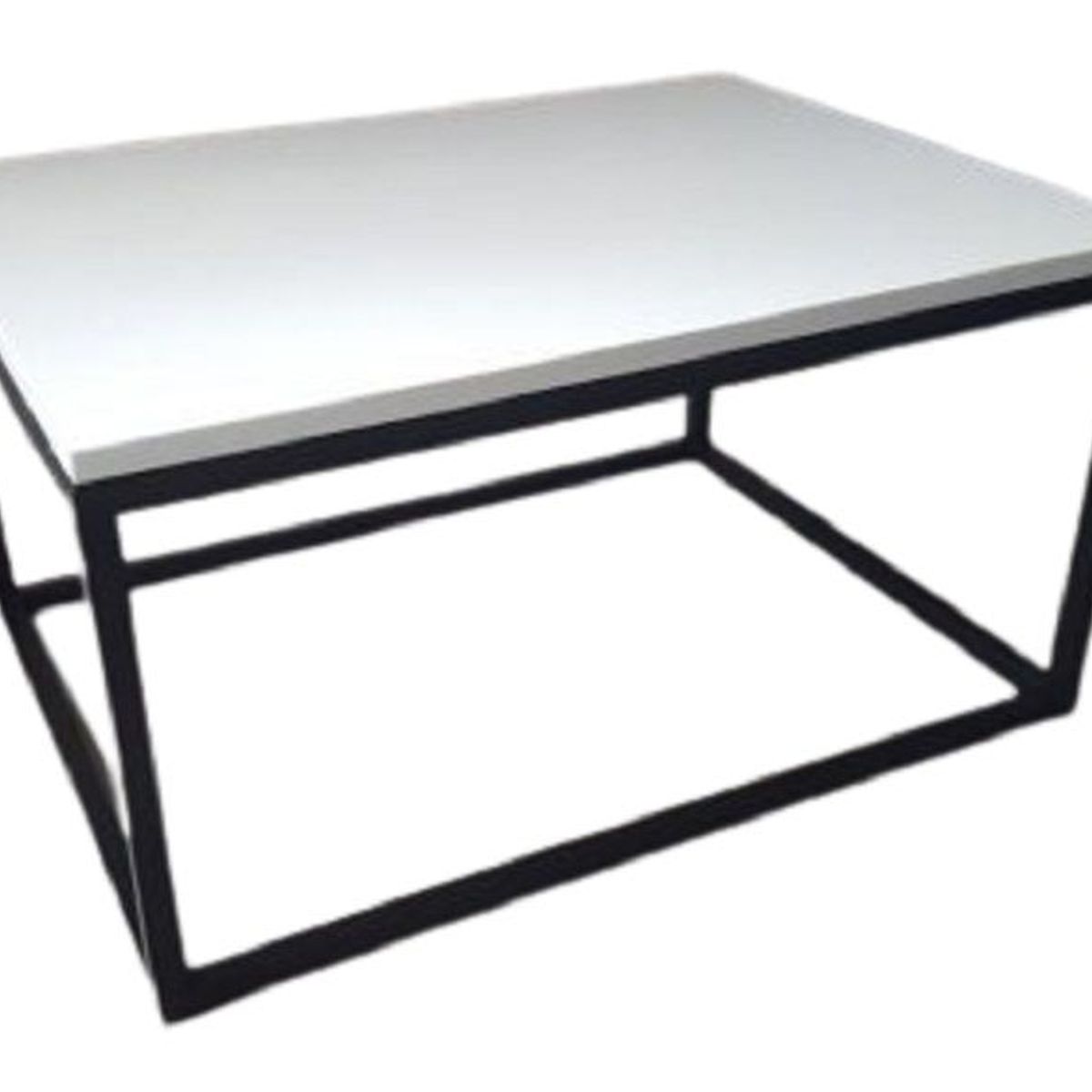 GENERICO - Mesa de centro industrial rectangular color blanco 80x50x40