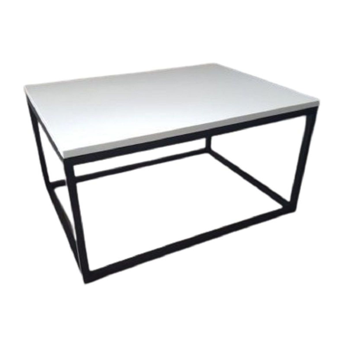 GENERICO - Mesa de centro industrial rectangular color blanco 80x50x40